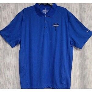 NWT Nike Golf Dri-Fit TOUR Polo Shirt Mens Size XL "Stache Bash" Blue Casual